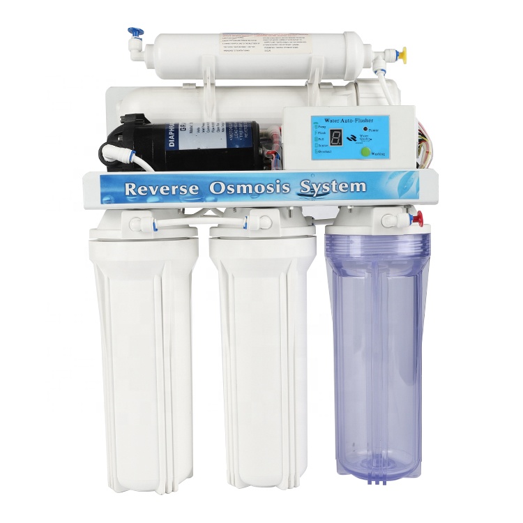 Undersink Auto-flush 5 stage 50G reverse osmosis water filter system with digital display for home use